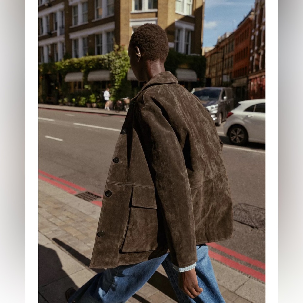 ZARA 100% SUEDE LEATHER JACKET NWT - Picture 12 of 16